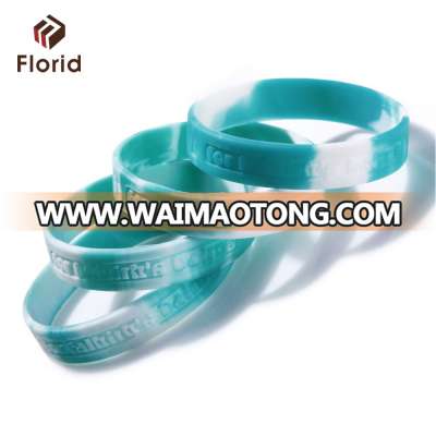 cheapest two colors mixed camouflage debossed silicone wristband